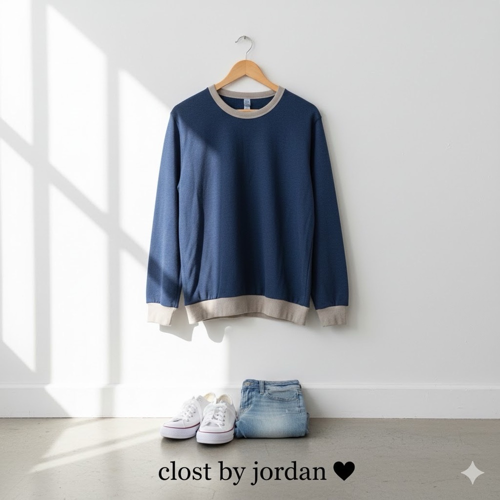 Alternative Apparel Men’s Blue & Tan Crewneck Sweater – size: 2XL